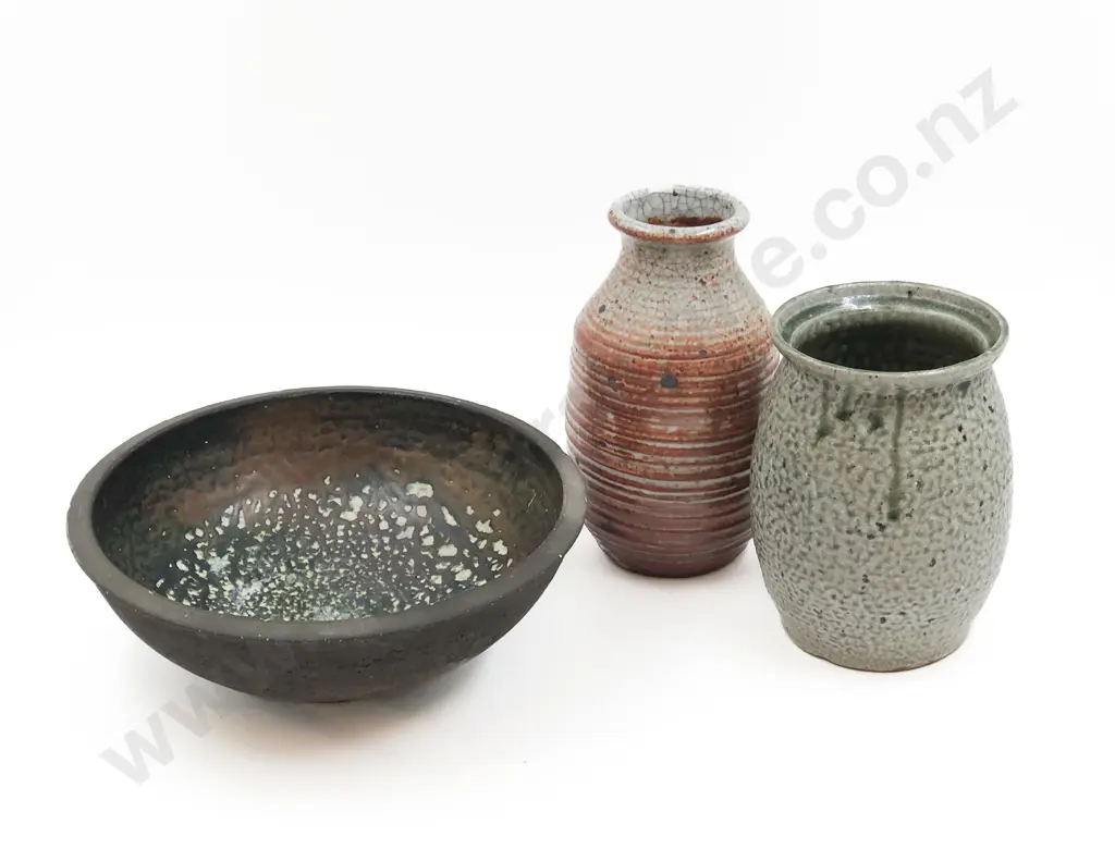 Paul Melser Salt Glazed Vase with Two Others Image 1++