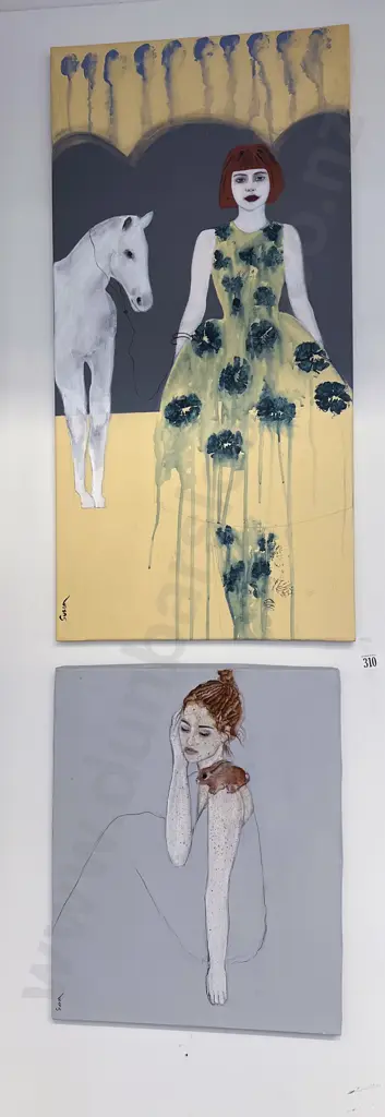 Susan Adams - Two Works - Acrylic on Canvas Image 1++
