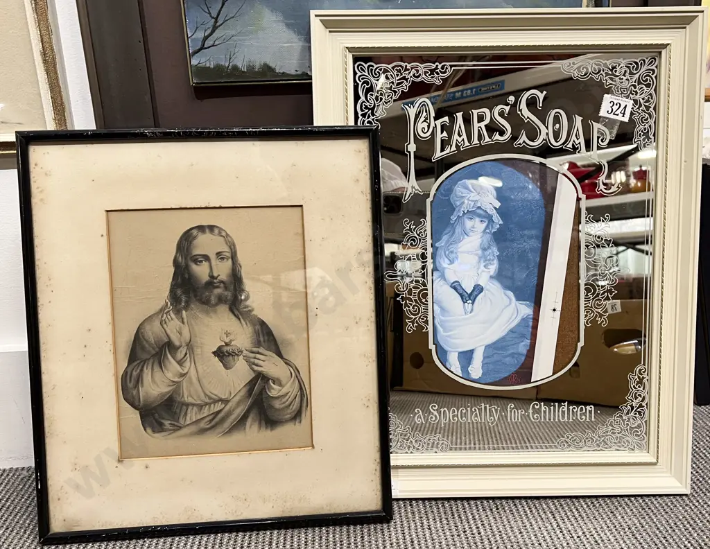 Vintage Pears Soap Mirror & Religious Print Image 1++
