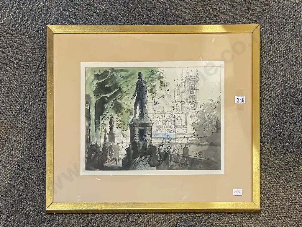 Indistinctly Signed - Townscape/Architectural Study - W/C Image 1++