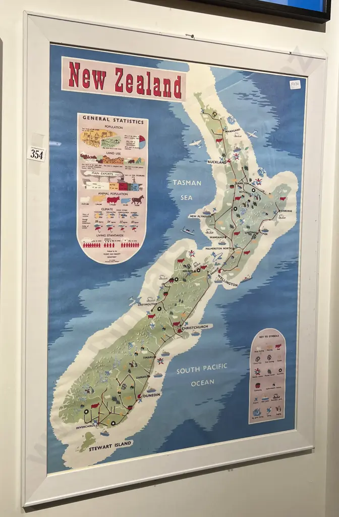 Modern Pictorial Map of New Zealand Image 1++