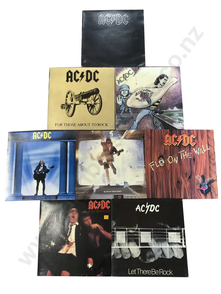 Eight Assorted AC/DC Vinyl Records Image 1++