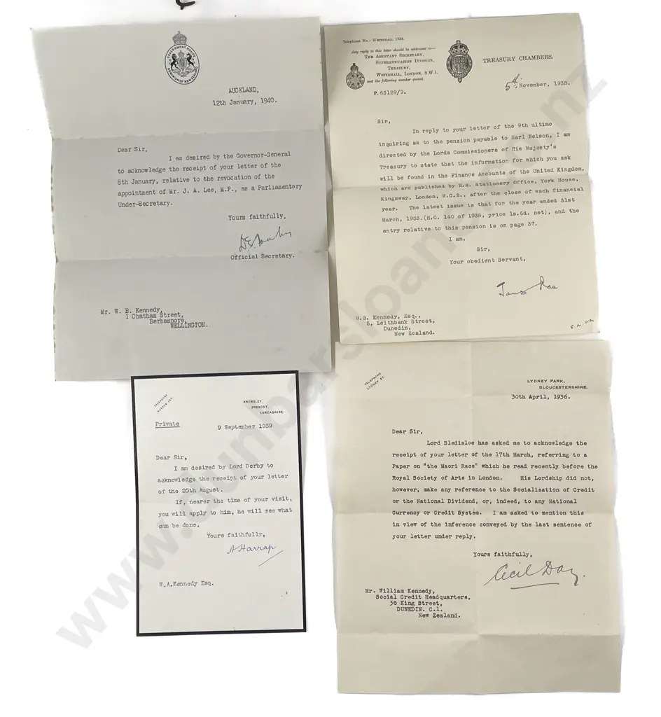 An Interesting Collection Of Letters & Correspondence Relating To Mr William B Kennedy (Dunedin) Image 1++