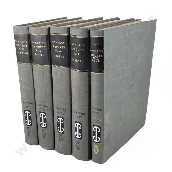 5 Volumes Of N.Z. Company Reports Newspaper Cuttings c1929-1949
