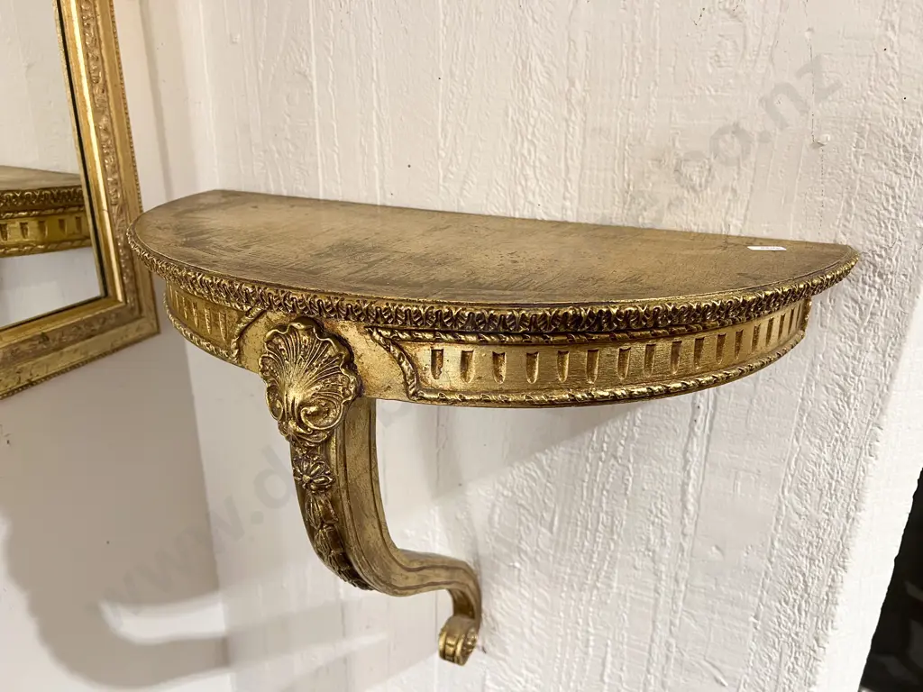 Ornate & Gilt Painted Demi-Lune Console Table Image 1++