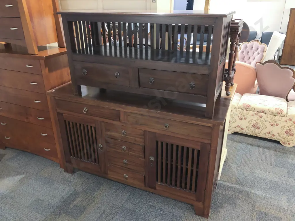 Slatted Door Sideboard with Matching Entertainment Stand Image 1++