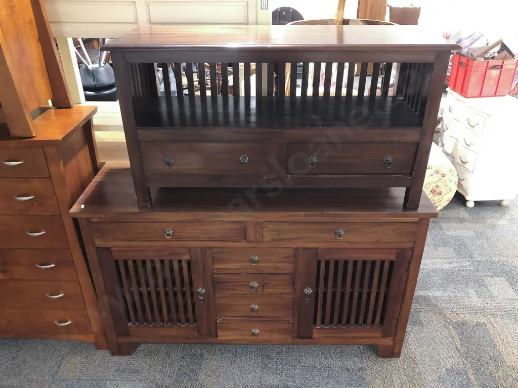 Slatted Door Sideboard with Matching Entertainment Stand Image 1++