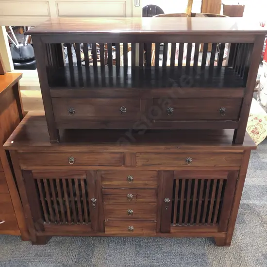 Slatted Door Sideboard with Matching Entertainment Stand