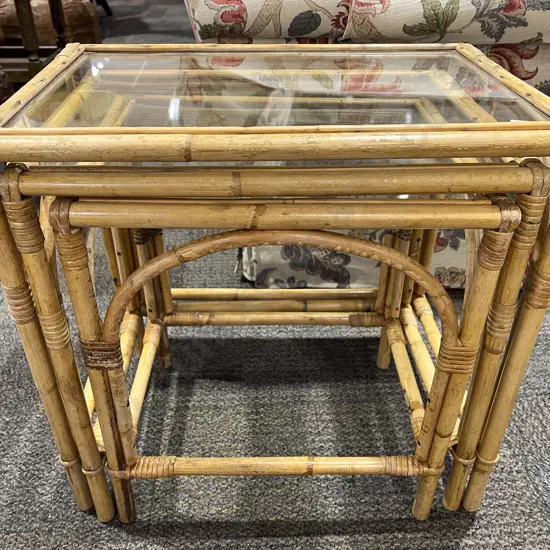 Cane Nest of Three Tables