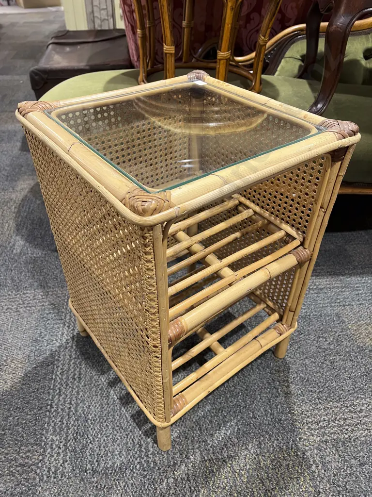 Cane & Wycombe Glass Topped Side Table Image 1++