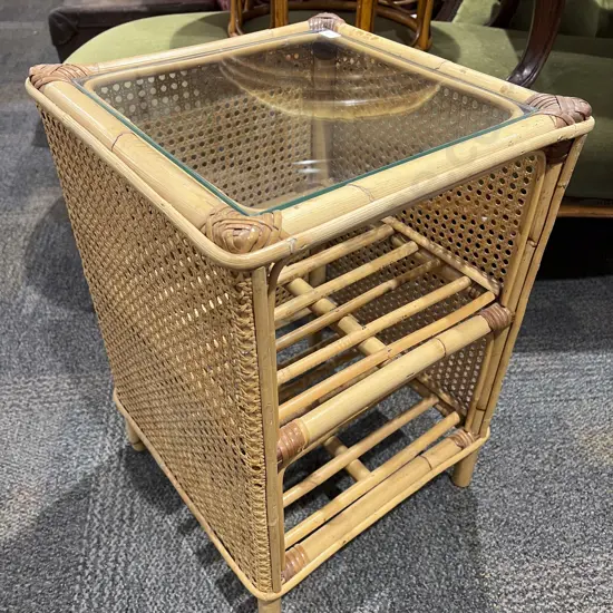 Cane & Wycombe Glass Topped Side Table