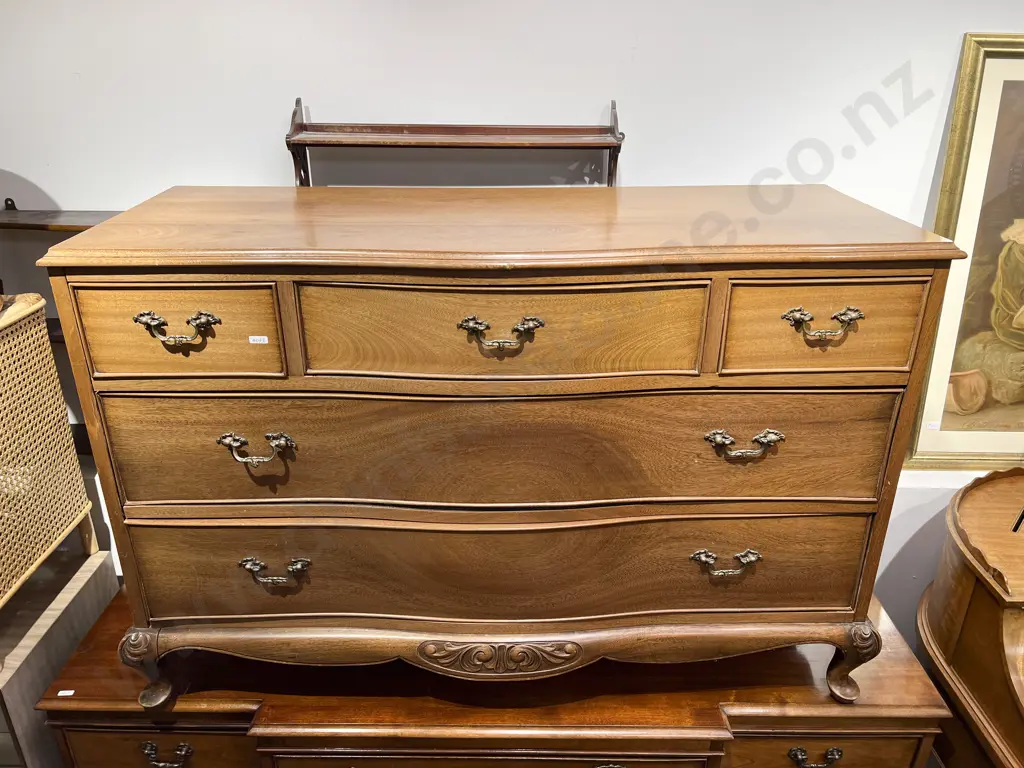 Repro. Mahogany Serpentine Low Chest Image 1++