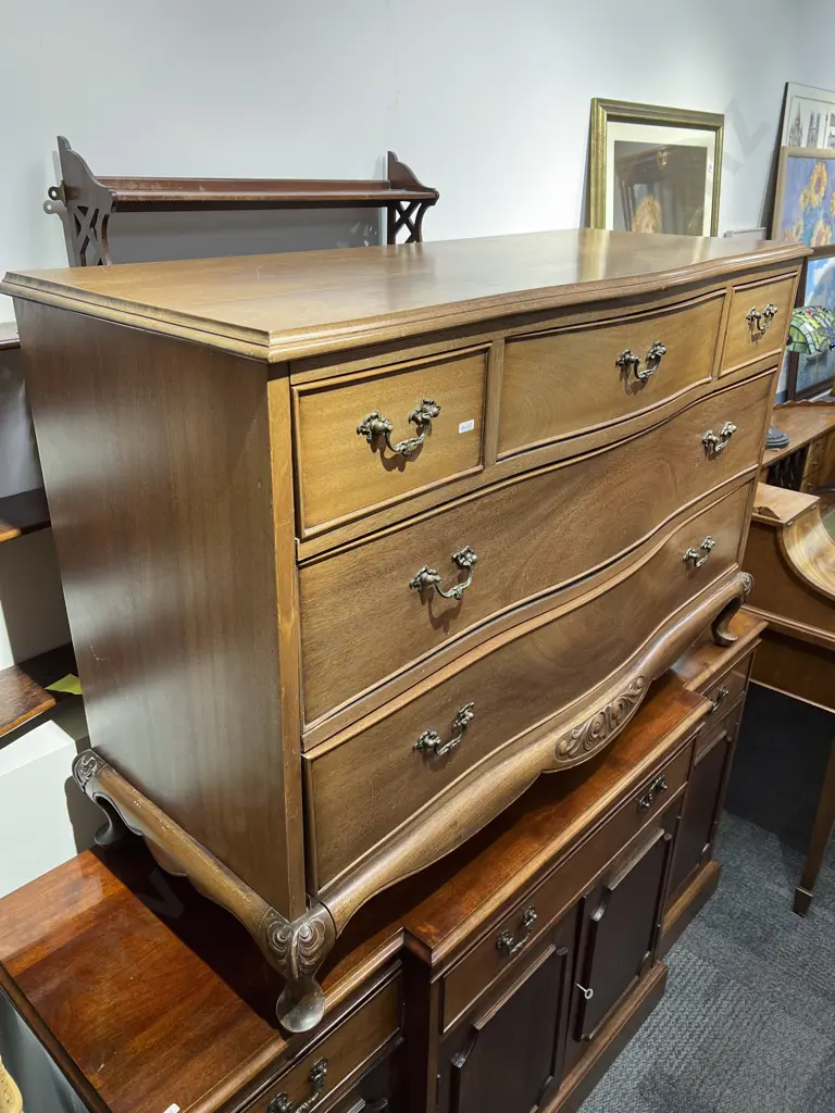 Repro. Mahogany Serpentine Low Chest Image 1++