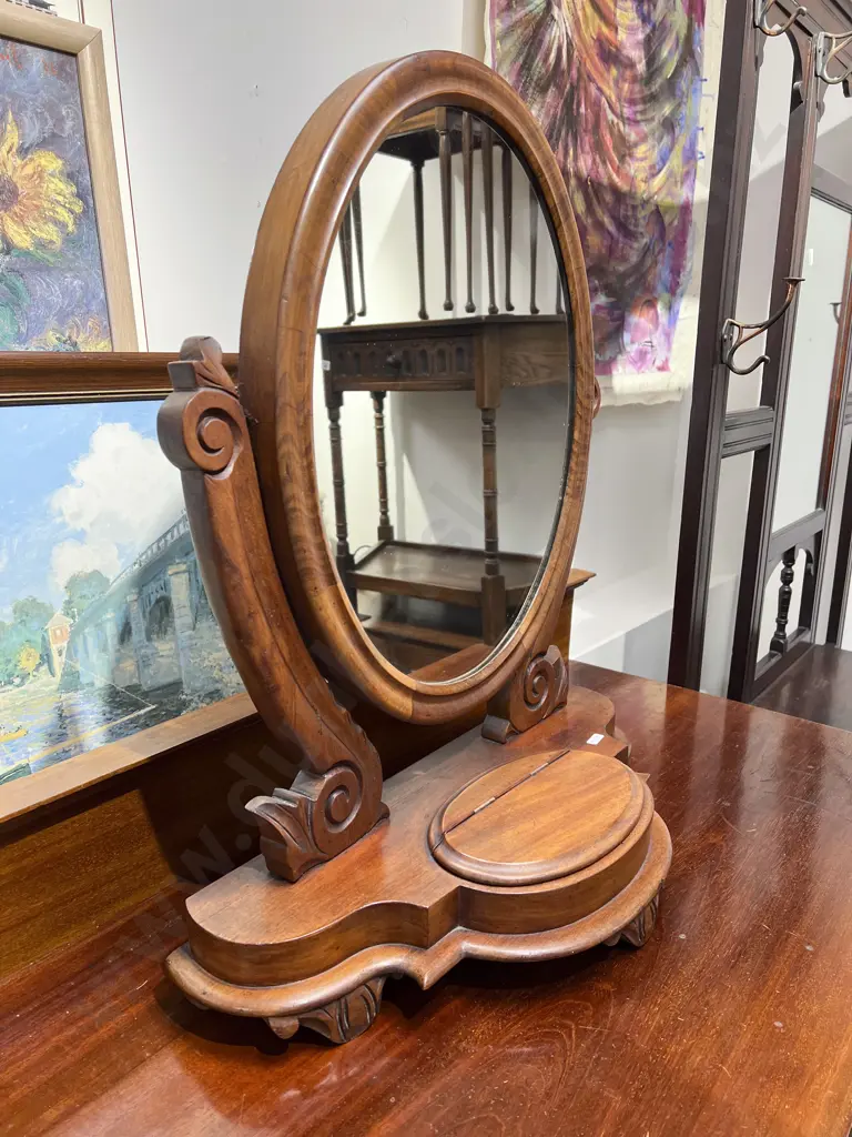 Vict. Mahogany Toilet Swing Mirror Image 1++