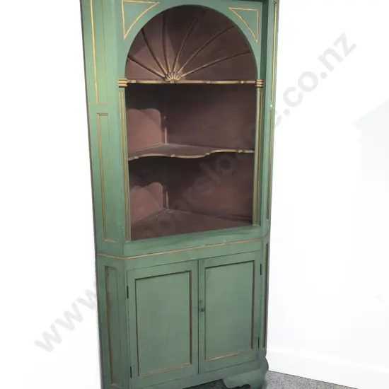 Painted Geo III Style Corner Cabinet