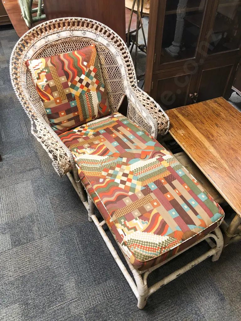 Mid Century Cane Lounger Image 1++