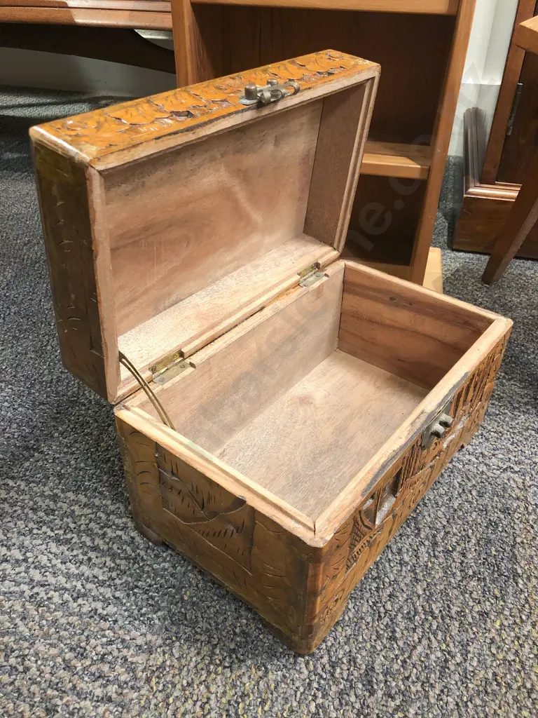 Small Bookcase together with Small Camphor Box & Chip Carved Stool Image 1++