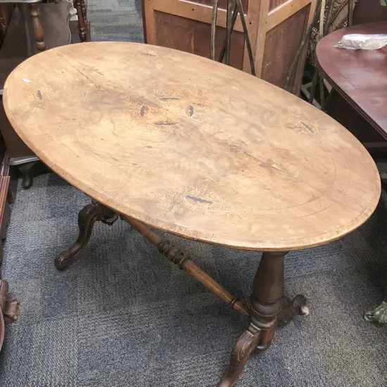 Oval Inlaid Refectory Side Table