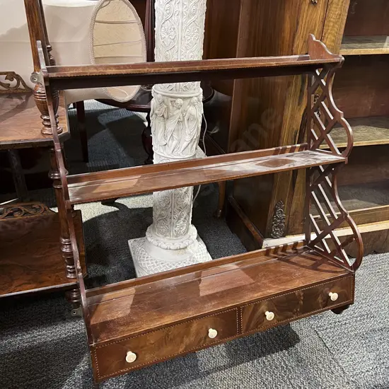 Edwardian Mahogany Inlaid Wall Shelf