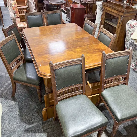 Colonial Kauri Extension Dining Table with Eight Dining Chairs