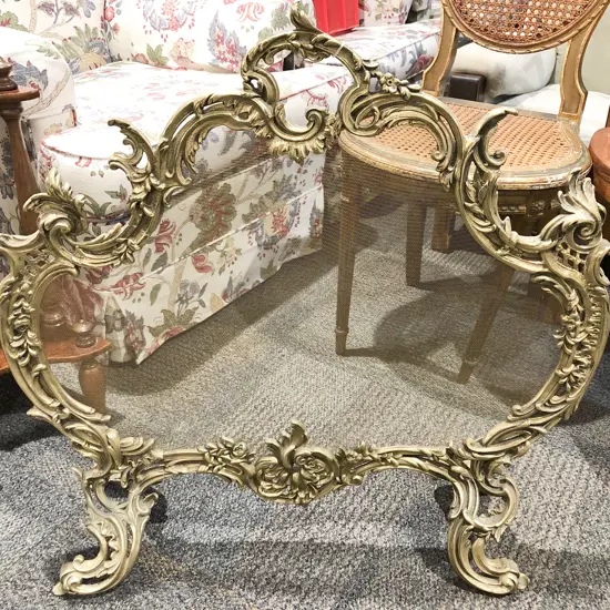 Ornate Brass & Mesh Fire Screen