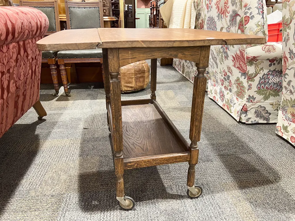 Oak Dropleaf Tea Trolley Image 1++