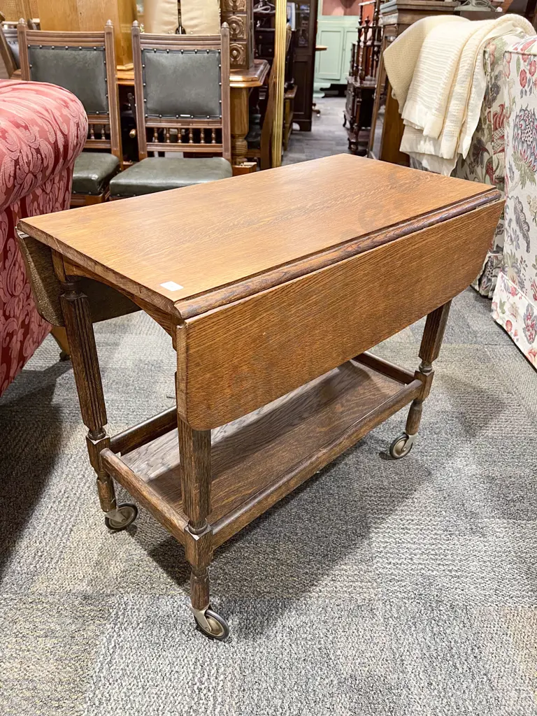 Oak Dropleaf Tea Trolley Image 1++