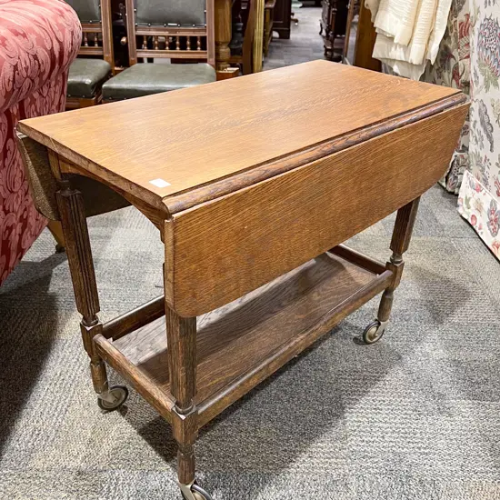 Oak Dropleaf Tea Trolley
