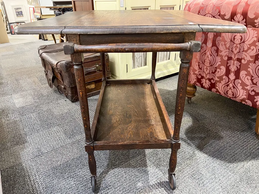 Oak Dropleaf Tea Trolley Image 1++
