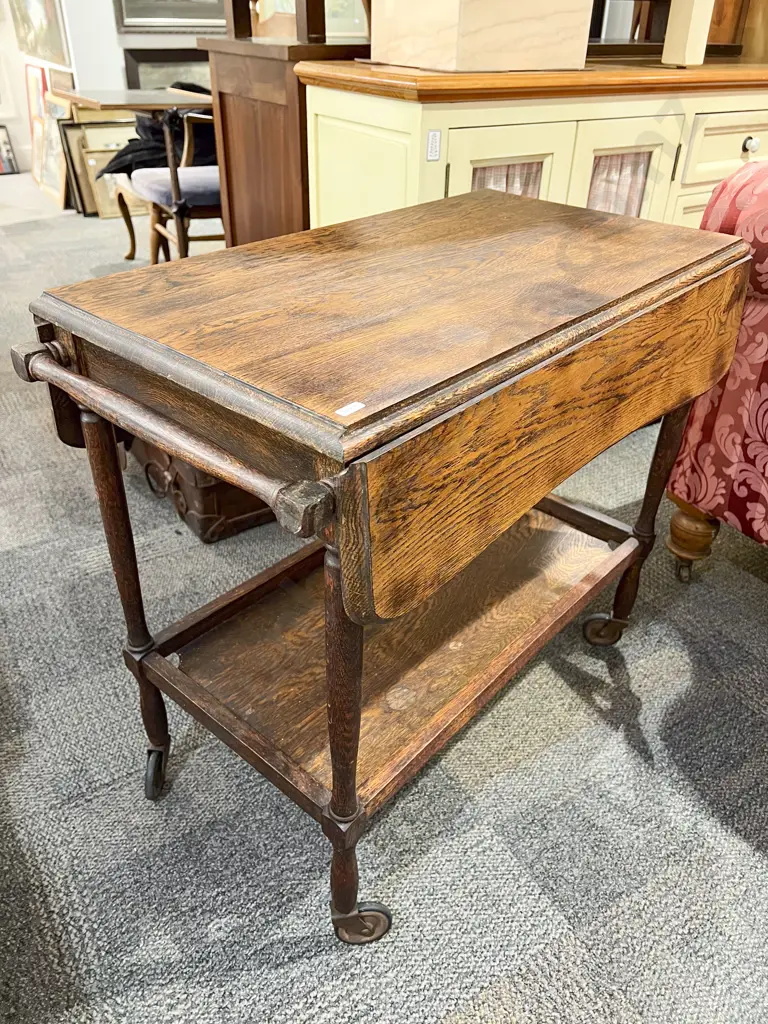 Oak Dropleaf Tea Trolley Image 1++