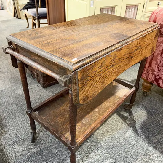 Oak Dropleaf Tea Trolley