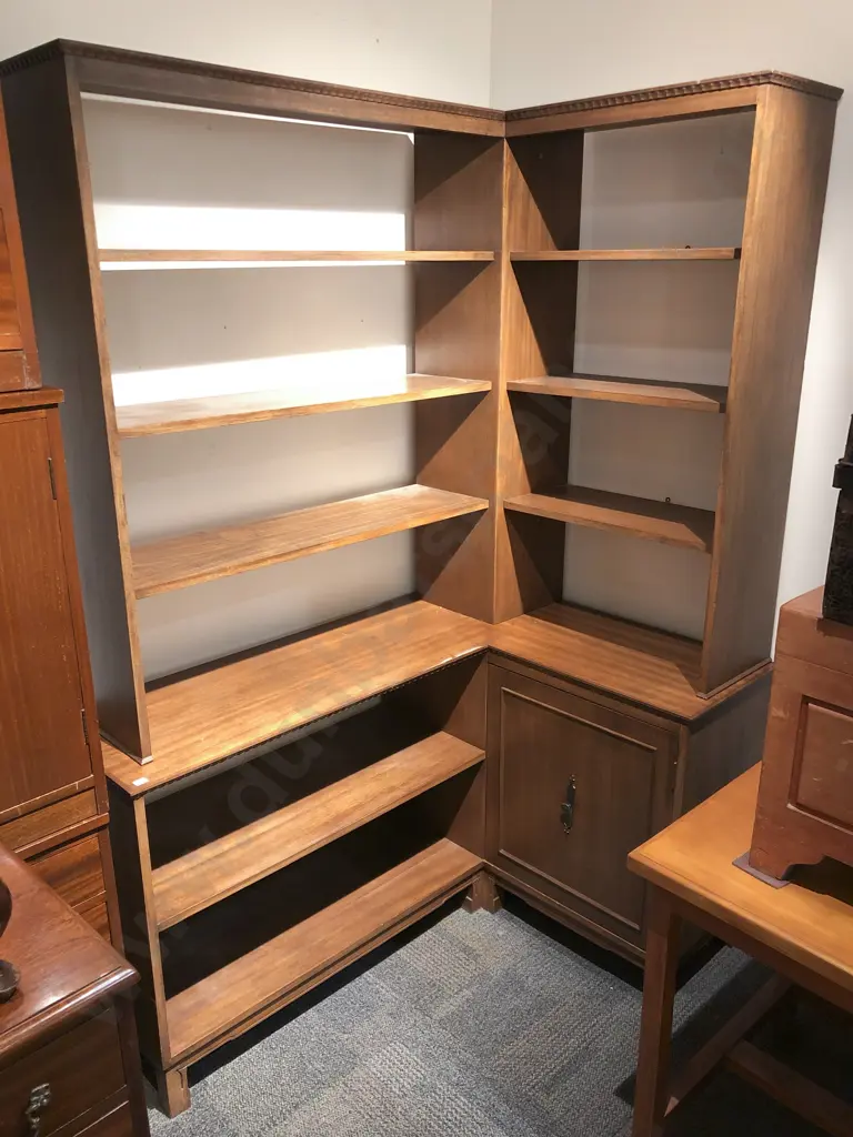 Retro Mahogany Corner Two Stage Cabinet Bookcase Image 1++