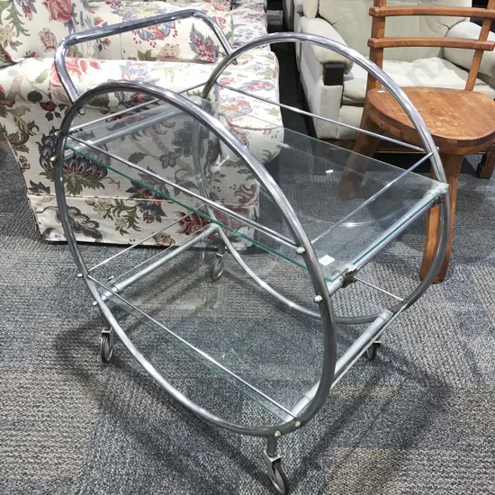 Art Deco Chrome Two Tier Tea Trolley