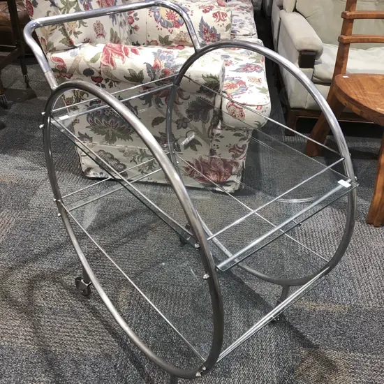 Art Deco Chrome Two Tier Tea Trolley