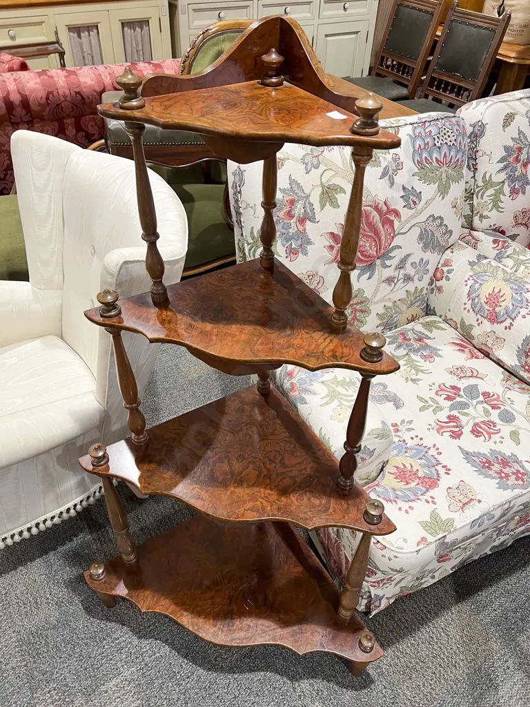 Repro. Burr Walnut Corner What Not Image 1++