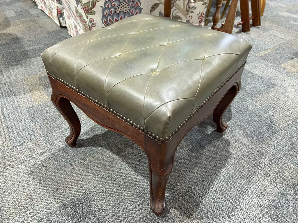 Mahogany Vinyl Topped Foot Stool Image 1++