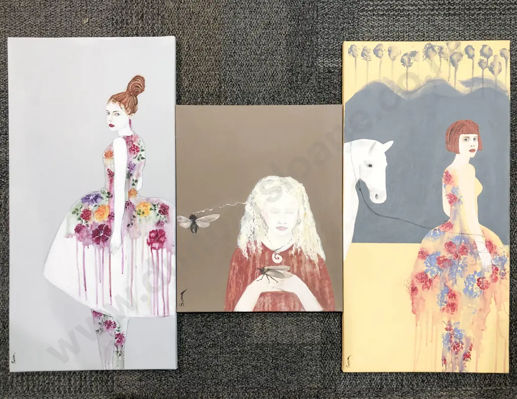 Susan Adams - Three Works - Acrylic on Canvas Image 1++