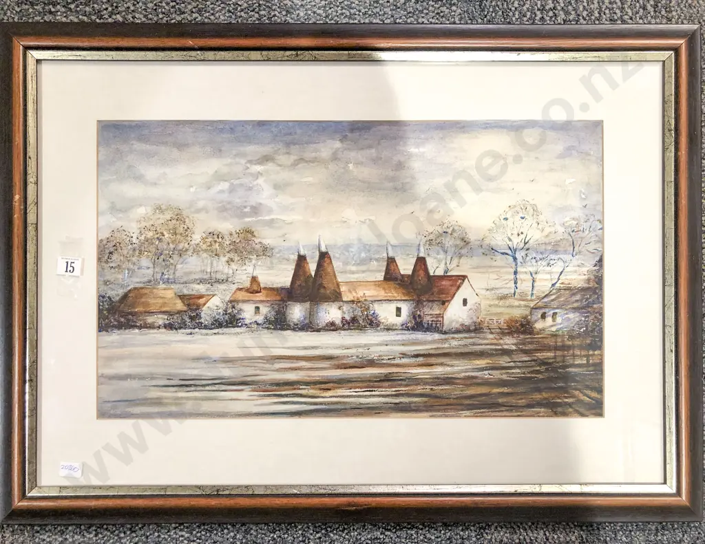 V. Fieldes - Kentish Winter - W/C and Pastel Image 1++