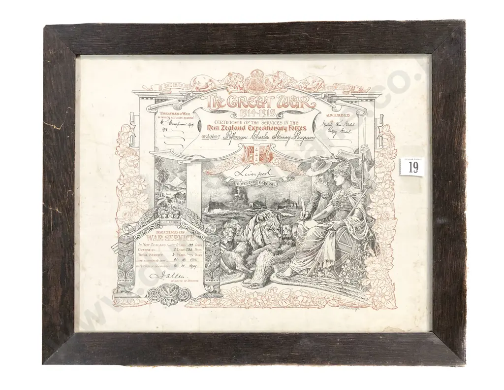 The Great War 1914-1918 - Service Certificate Image 1++