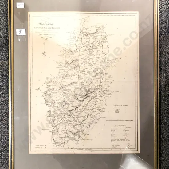 Vintage Map of Nottinghamshire