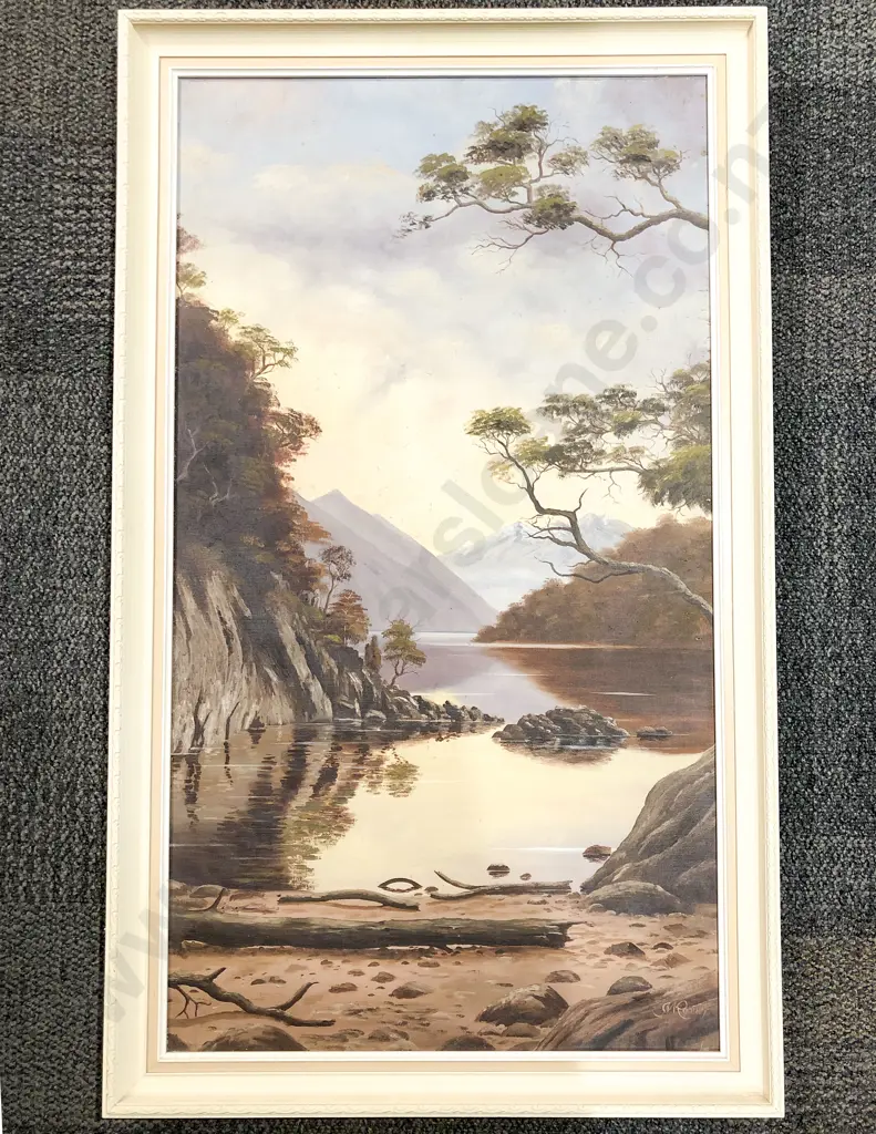 J M Rootley (?) - Lake Hauroko - Oil on Canvas Image 1++