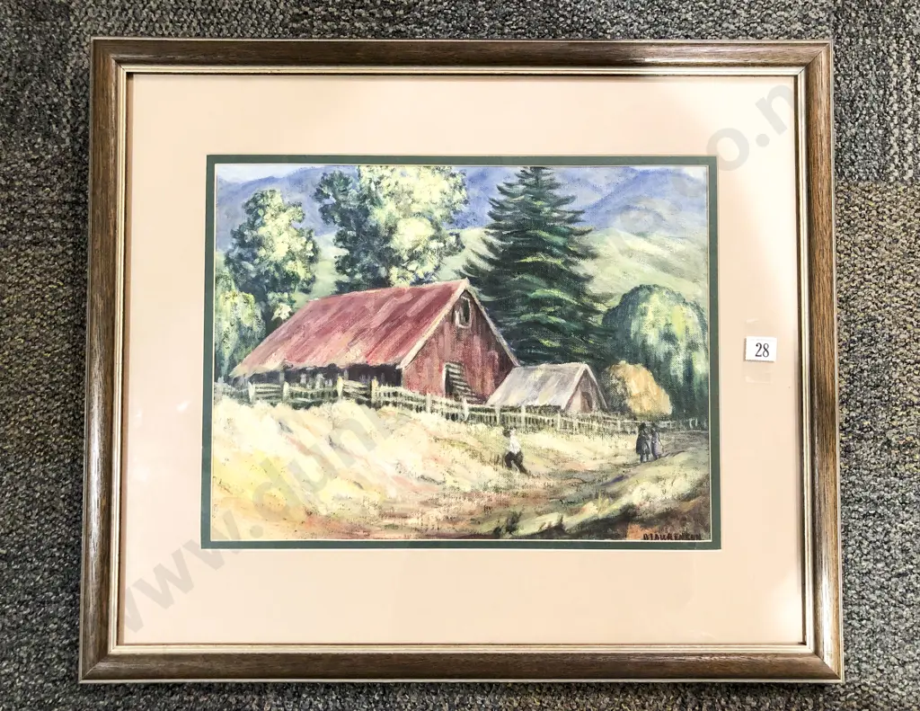 Olive Laurenson - Forest Farm Scene - Oil on Board Image 1++