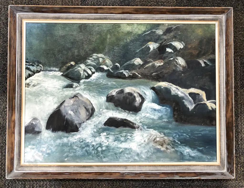 G Pickering - Water + Rocks - Oil on Board Image 1++