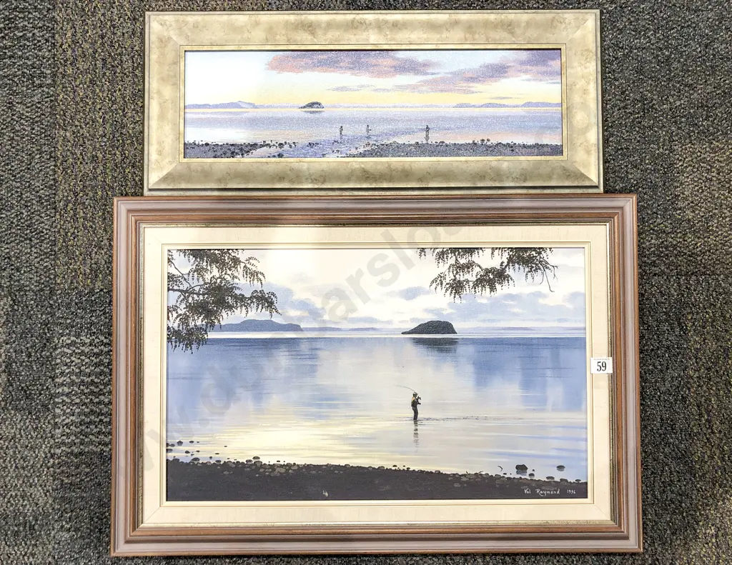 Val Raymond - Two Lake Taupo Scenes - Oil on Boards Image 1++