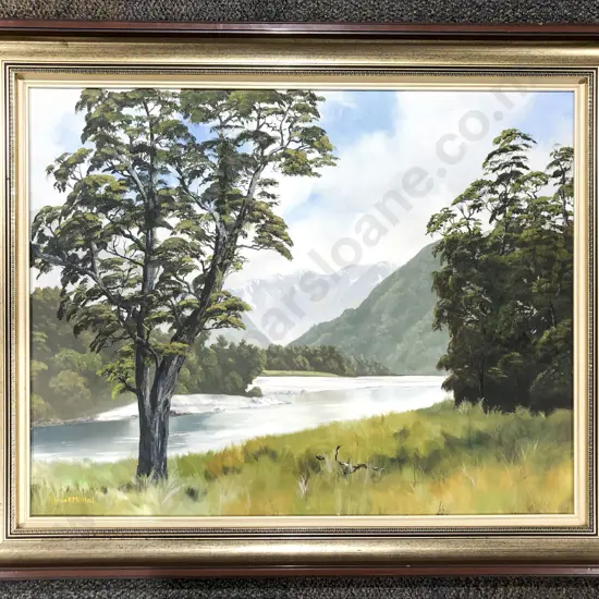 R. Grant Moffat - "River Landscape" Oil On Canvas