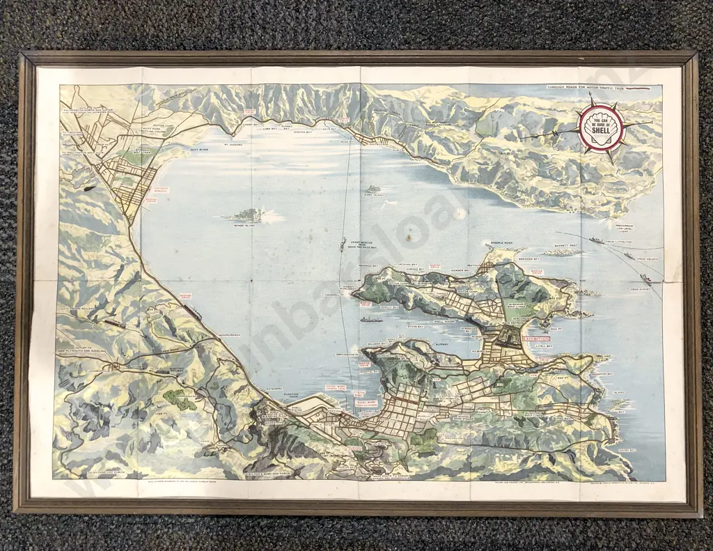 Vintage "Shell" Coloured Map of Wellington Image 1++