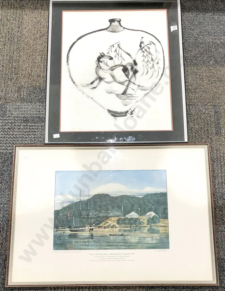 Asian W/C Still Life Together with Historical Print Image 1++