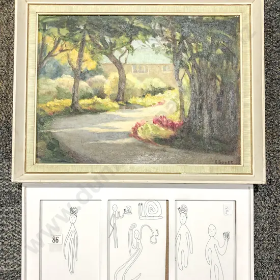 E. Boyes "Winding Driveway" Oil on Board Together with Other