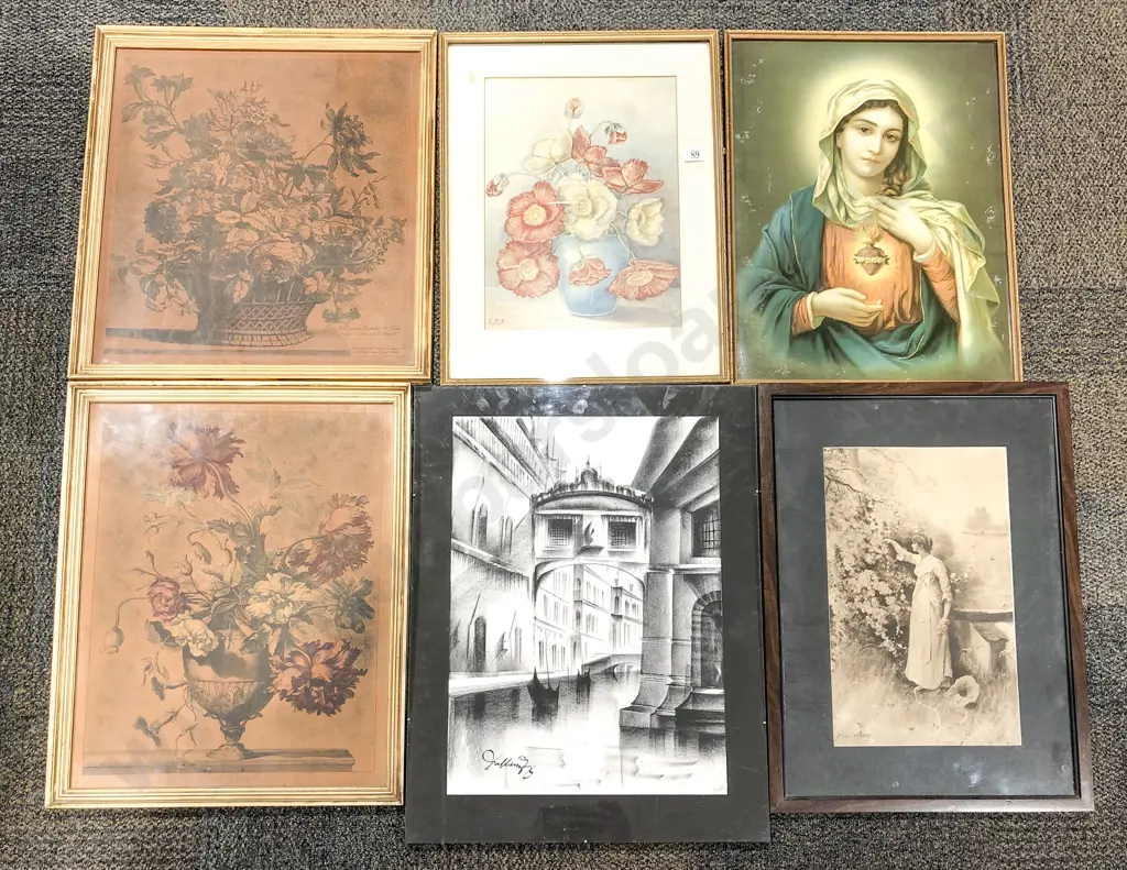 Six Assorted Vintage Prints and Originals Image 1++
