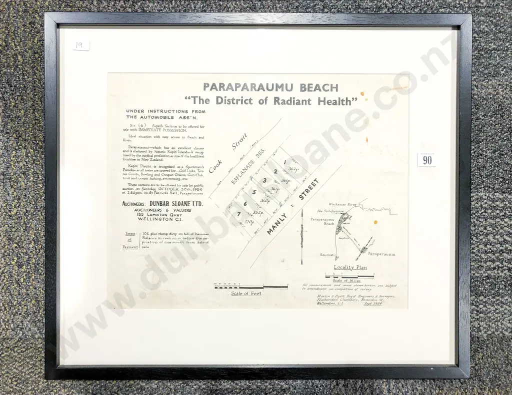 Vintage Dunbar Sloane Auction Notice for Real Estate Section Sale - Paraparaumu Beach Image 1++
